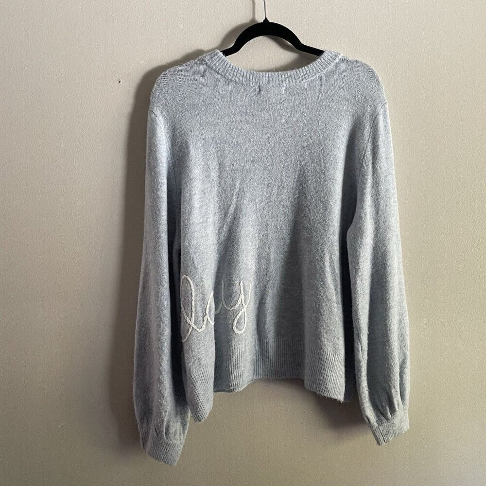 LC Lauren Conrad Women Sz XXL Pale Blue “Sunday” Embroidered Soft Knit Sweater - Picture 10 of 11